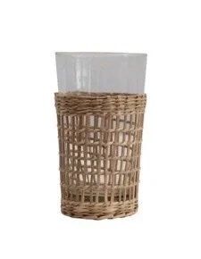 Drinking Glass with Woven Seagrass Sleeve