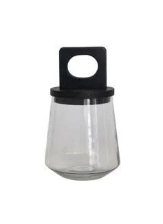 Glass Jar with Black Mango Wood and Marble Lid