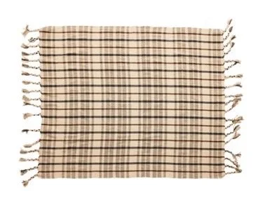 Plaid Throw Blanket W/ Tassels