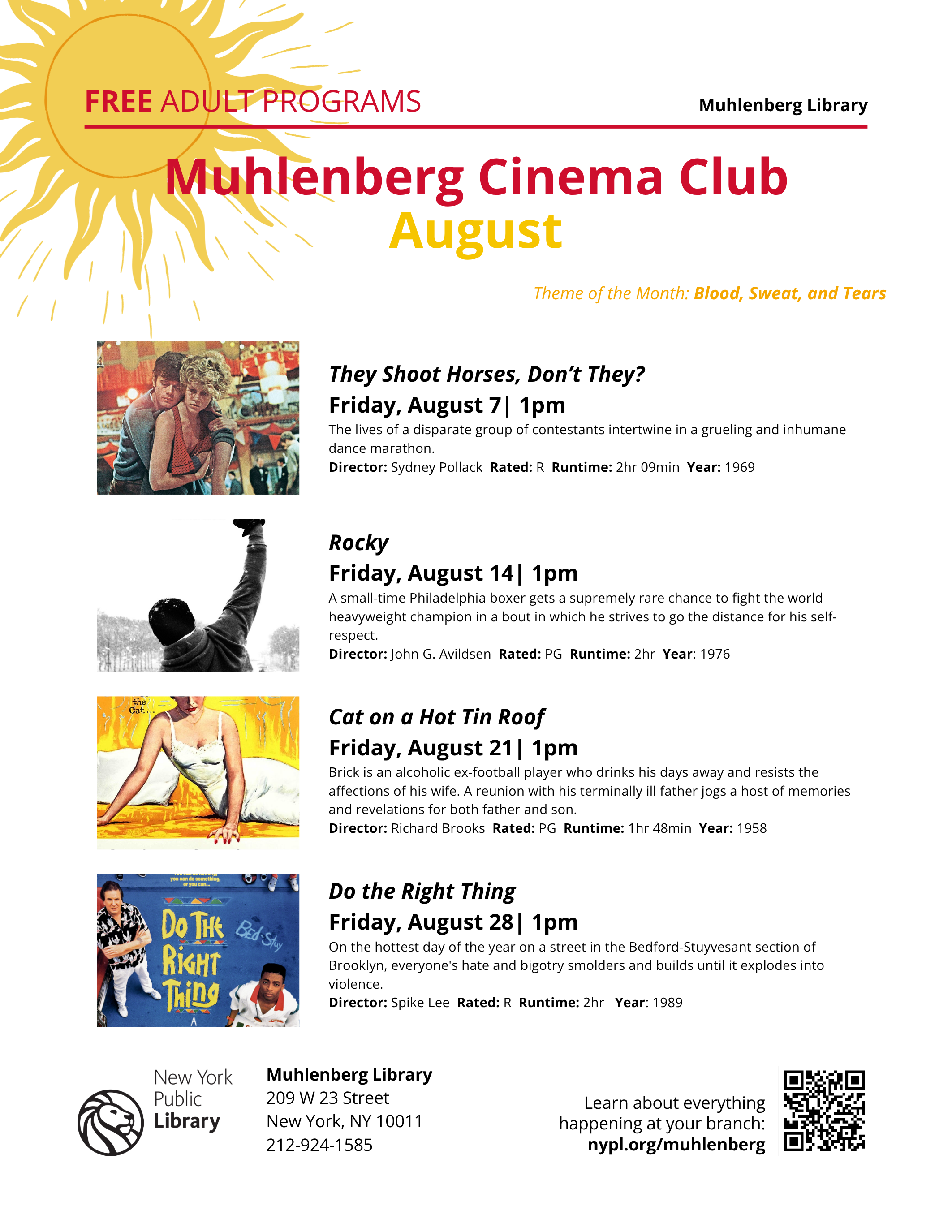Curated cinema program at NYPL. Poster created  by Kevin Renn