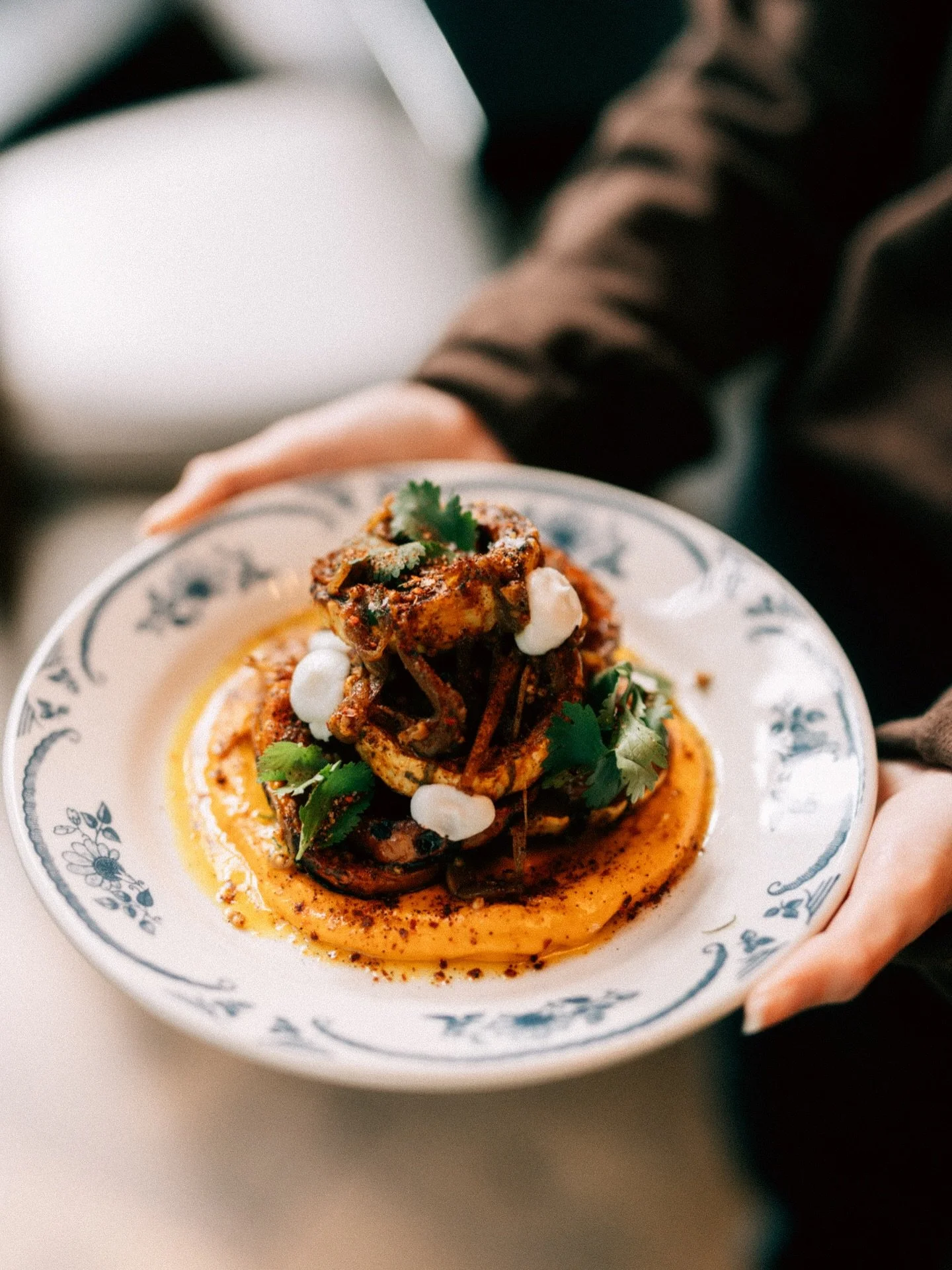 Delicata + Honeynut 
Treated tandoori style, winter squash from Weaver&rsquo;s Truck Patch (via @oberlinfoodhub) is roasted with labneh + sumac &amp; charred on the grill. We then toss it with a heaping amount of vadouvan butter, pickled mustard seed