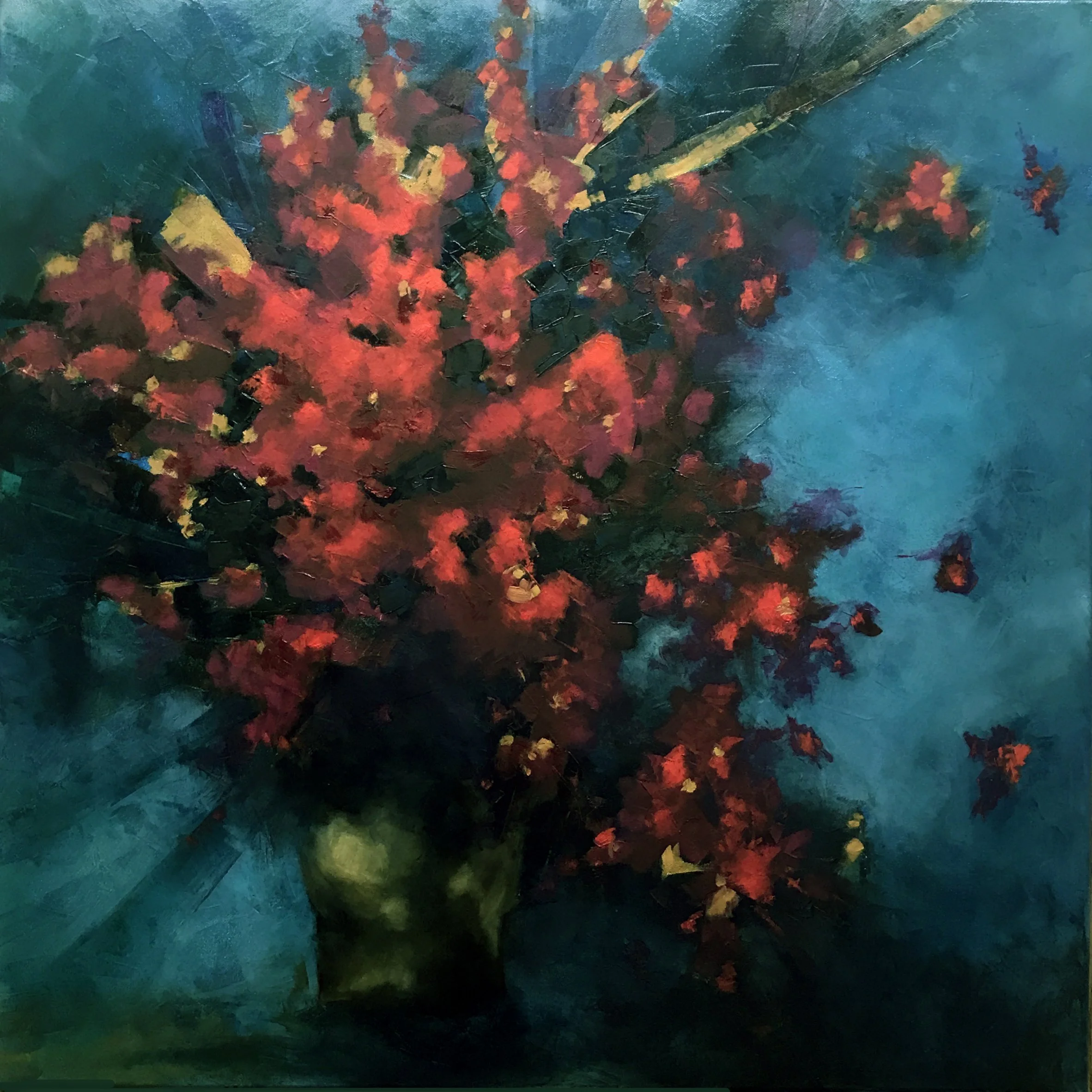 Crimson Boughs 30" x 30"  Oil on Canvas