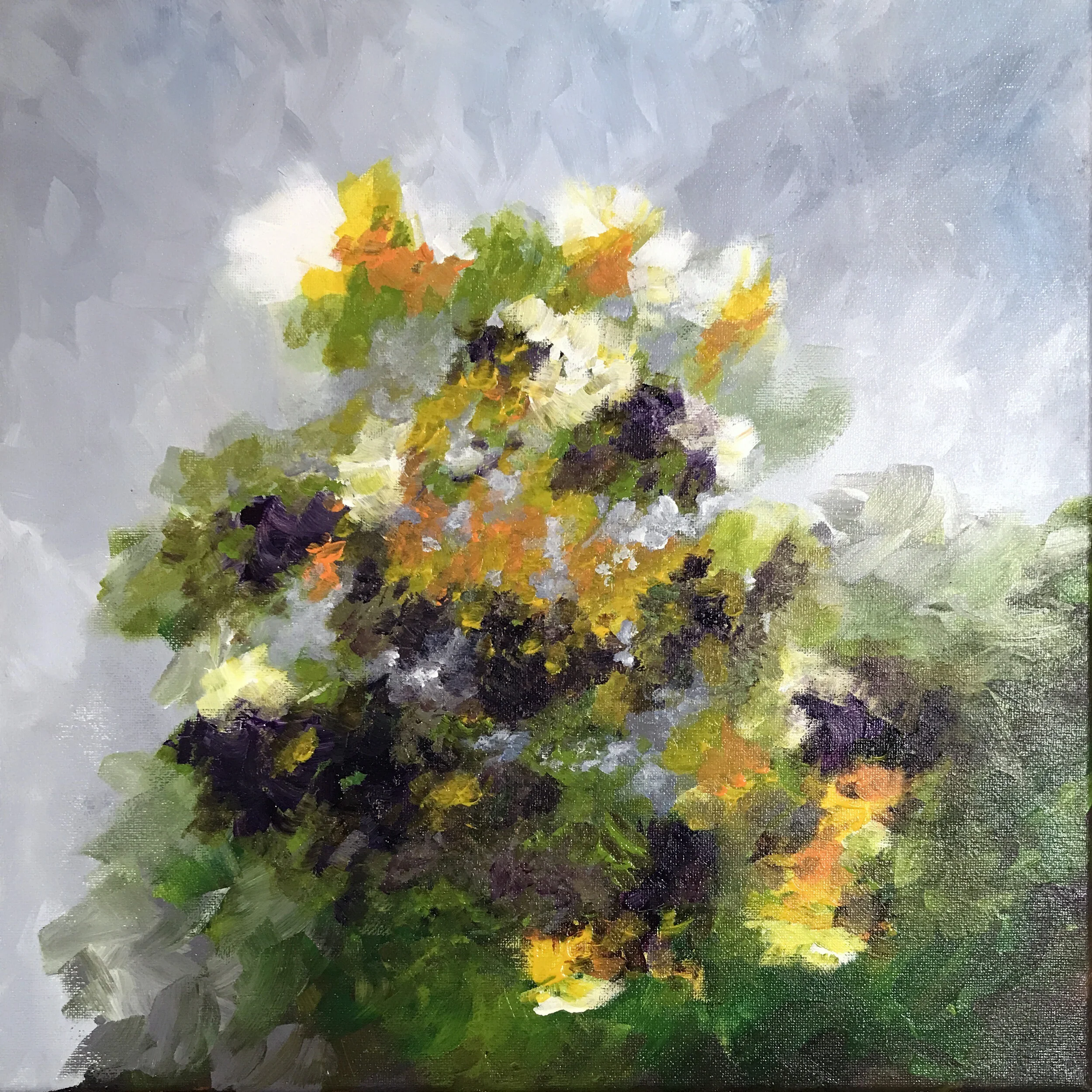 Pansy Party  14" x 14" Oil on Canvas SOLD