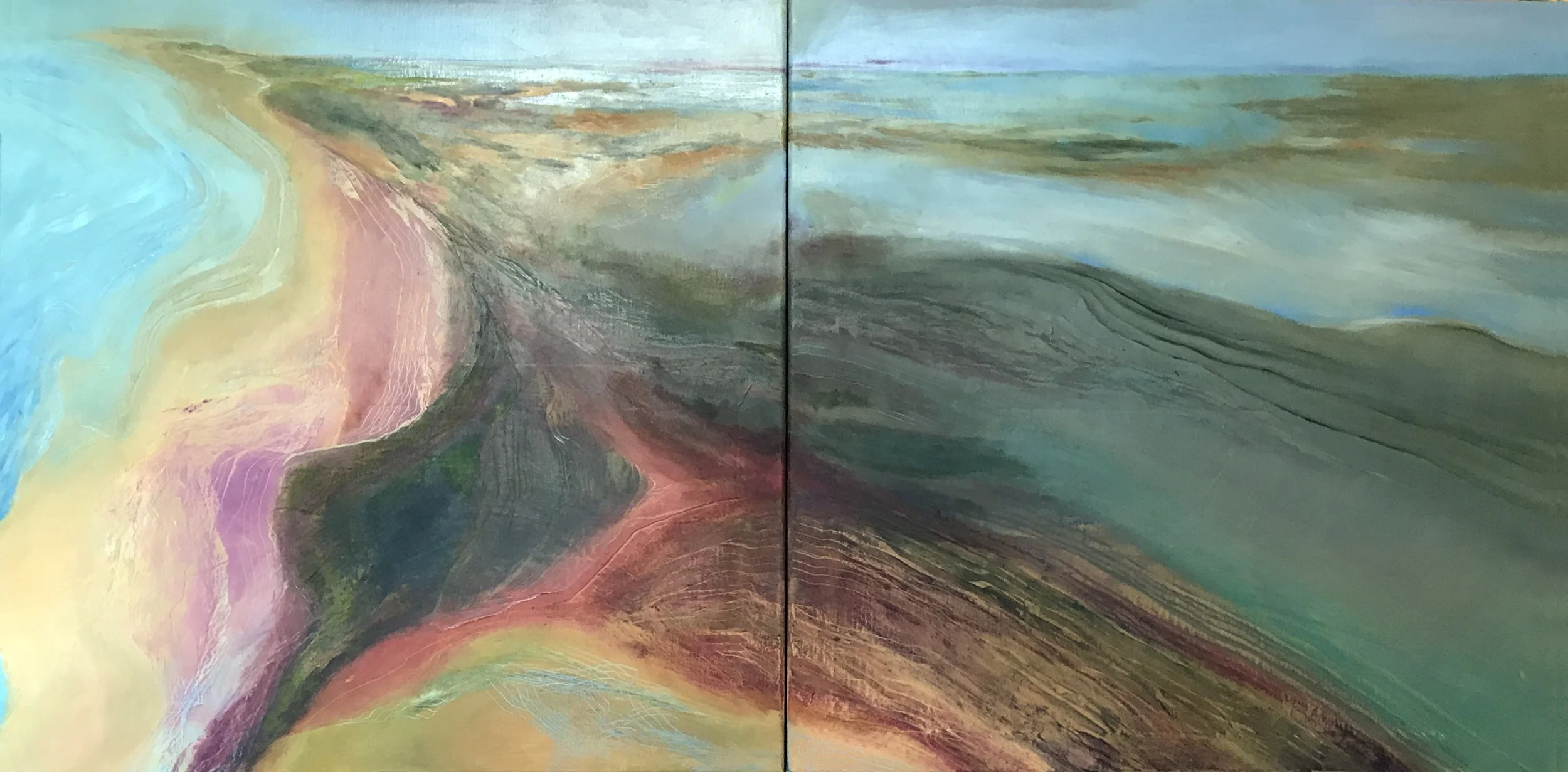 Lands End  24" x 48"  (Diptych:  Two 24" x 24" Oil on Canvas)  