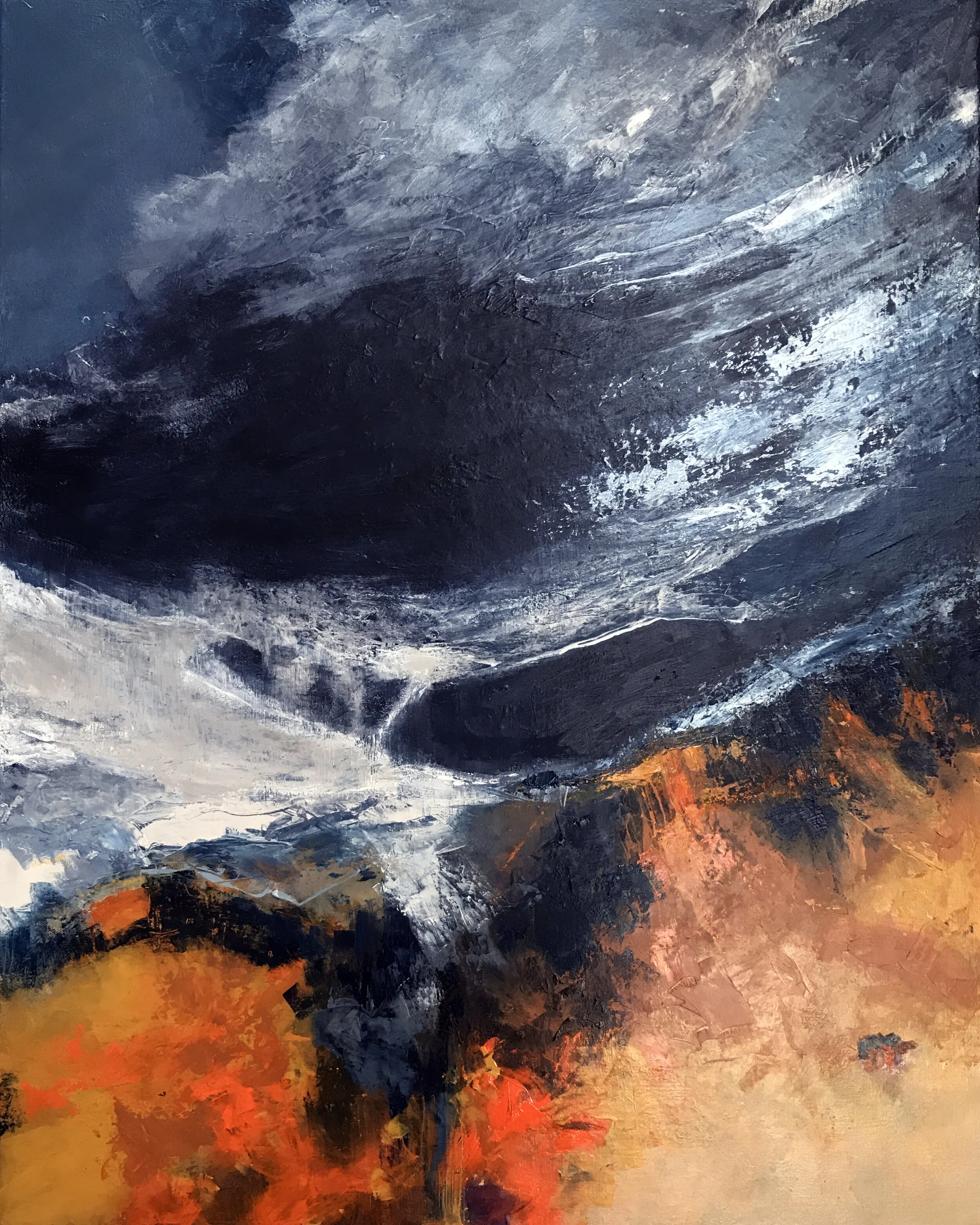 Tesuque Hailstorm 30" x 24" Acrylic on Canvas