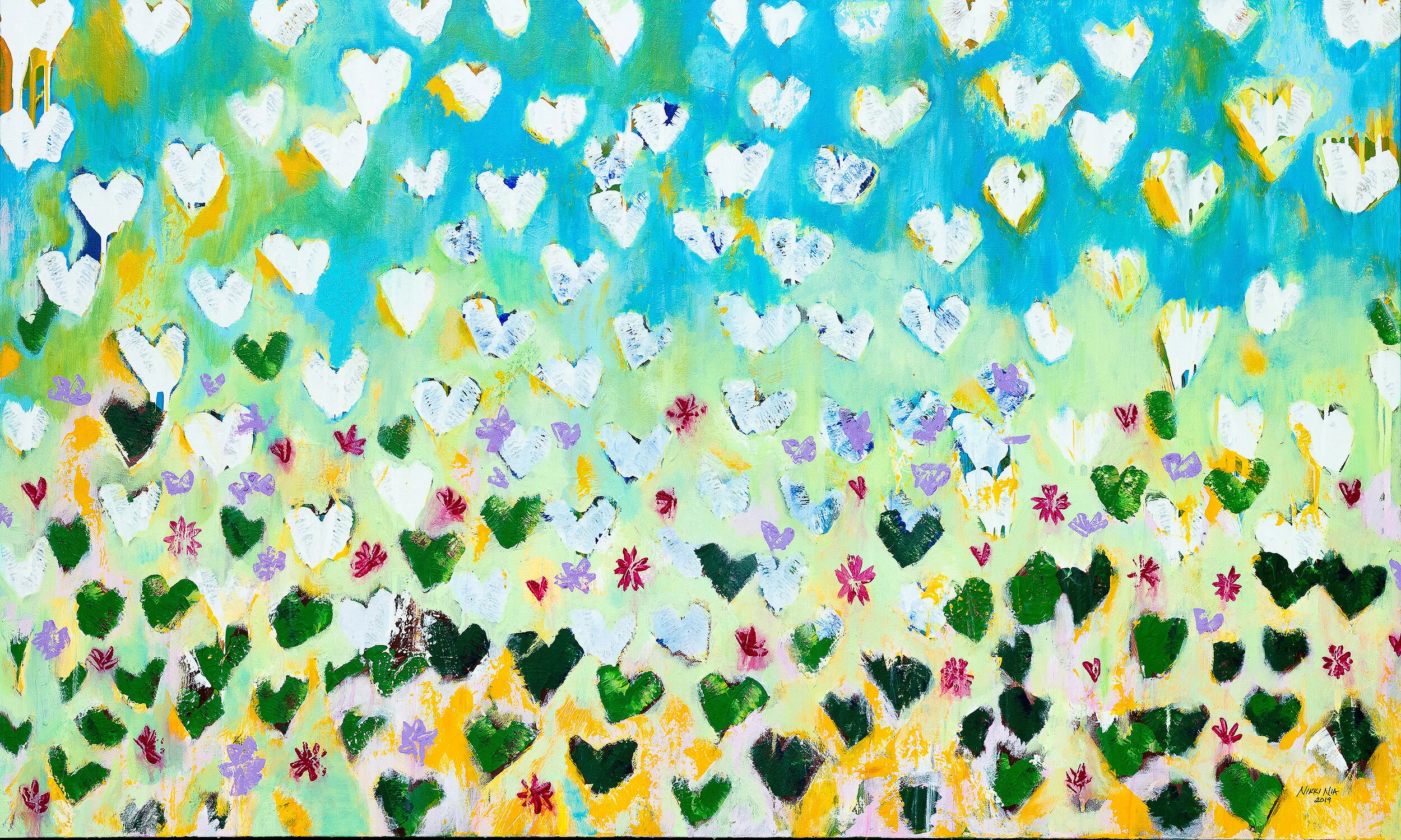 Nooshin Farahpour_ "Fields of Love” _ 60”x36” _ Acrylic on Canvas