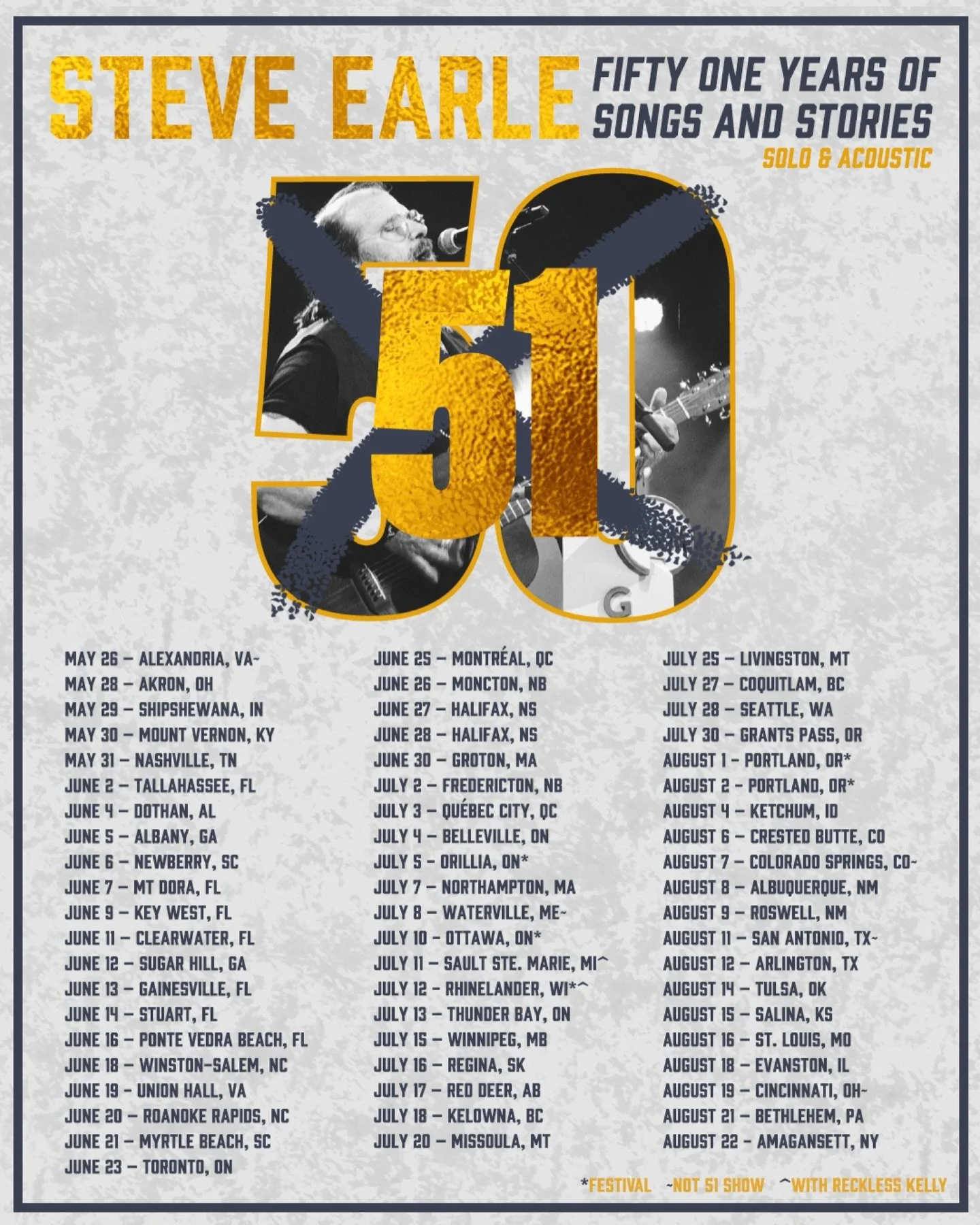 Have you gotten your tickets to @steveearle 's Fifty One Years of Songs and Stories Tour yet? The tour hits the road this summer, grab your tickets at the link in bio!