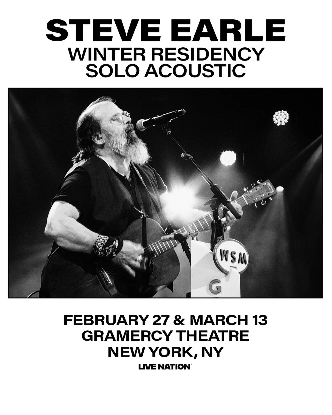 New York! Catch @steveearle 's residency at the @gramercytheatre this February 27 and March 13, grab your tickets at the link in bio 🖤