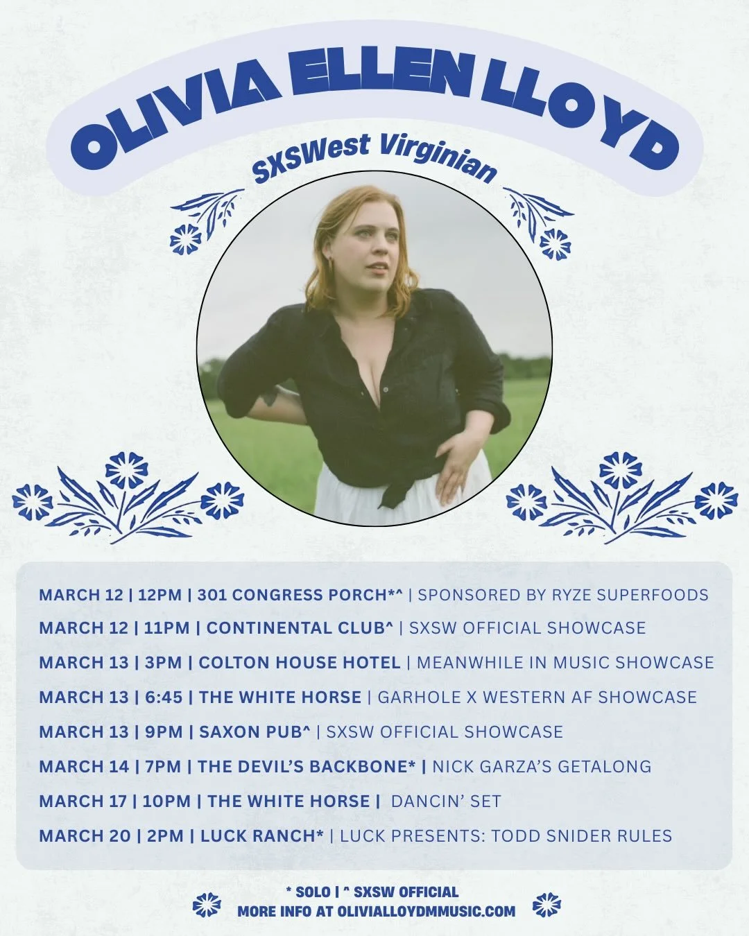 🎶 SXSW and Luck Reunion friends! Catch Gold Village artist @oliviaellenlloyd and her band in and around Austin TX all week!

🎸She&rsquo;s got a stacked schedule of @SXSW official showcases, day parties, and songwriter circles, capped off with an ap