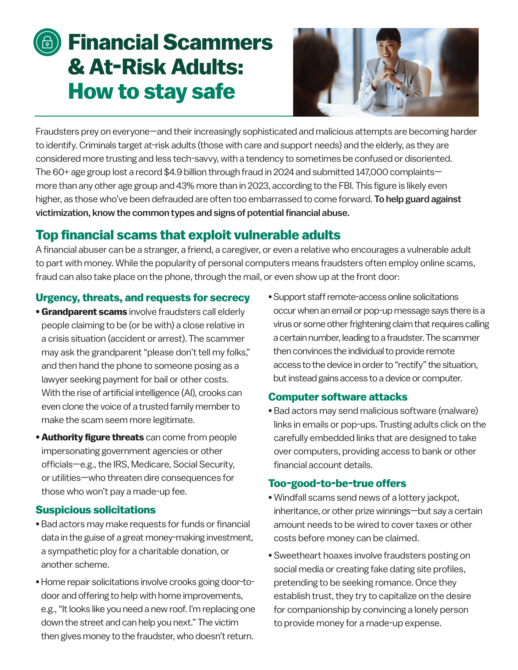 Financial Scammers & At-Risk Adults: How to stay safe.