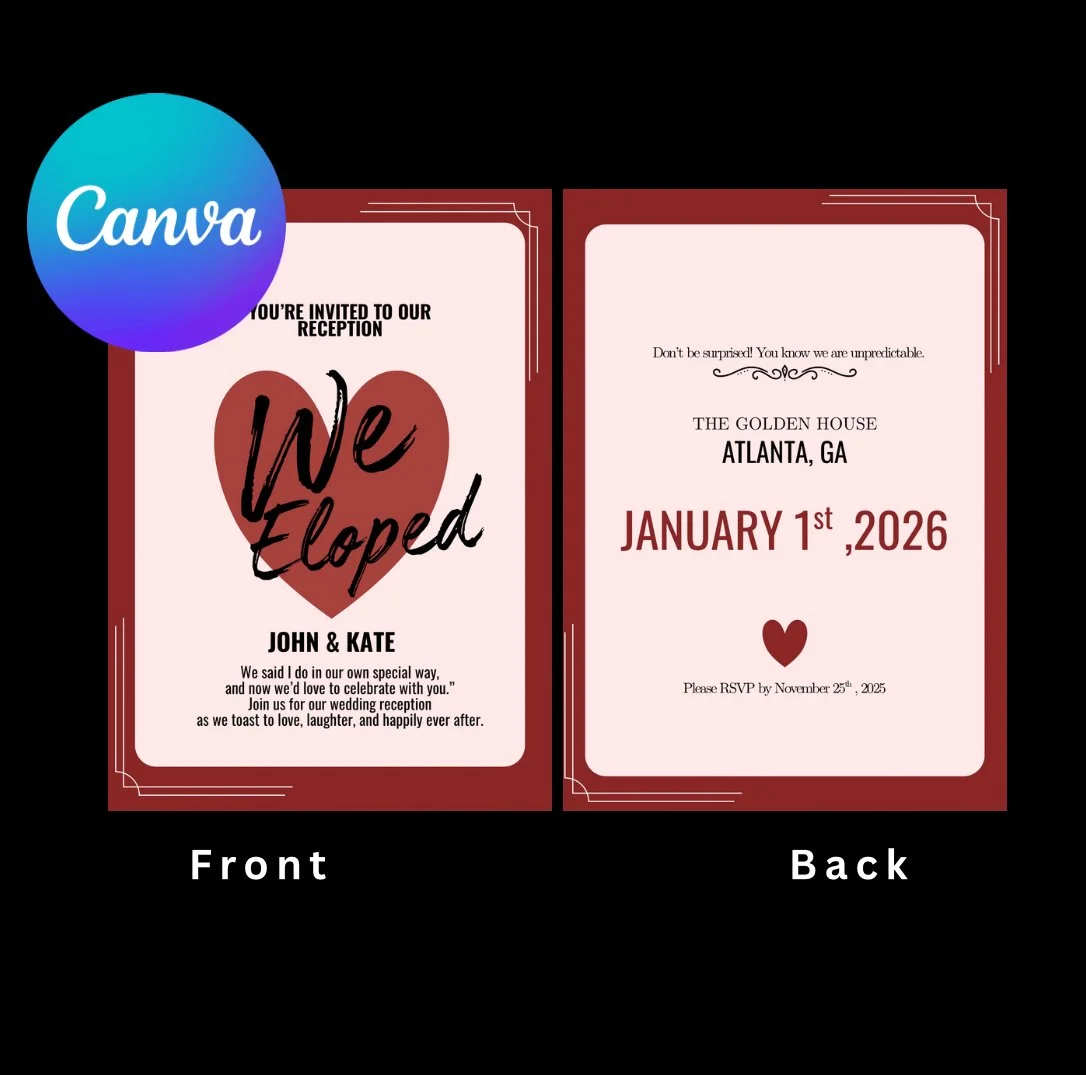 We Eloped Canva Template