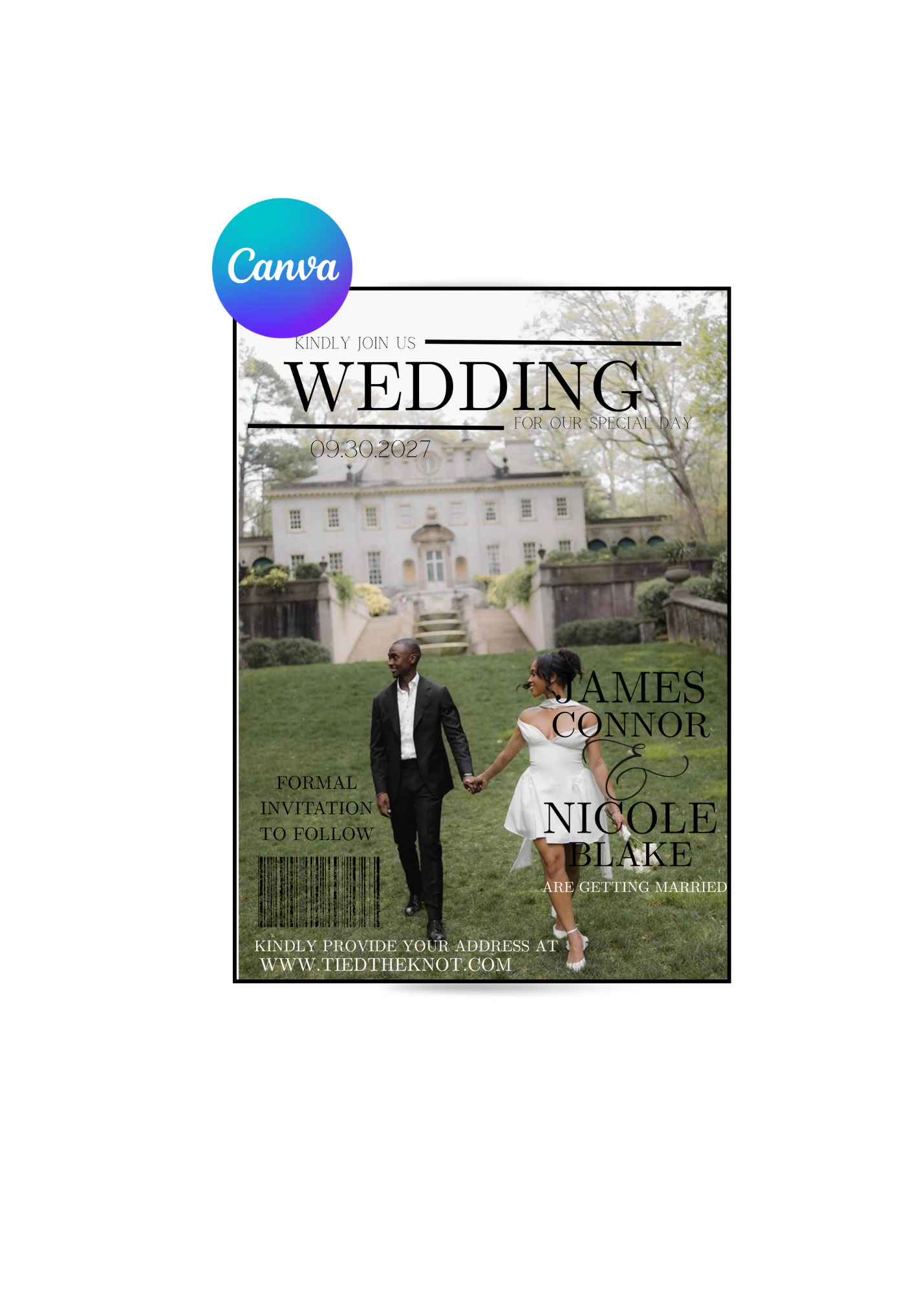 Save the Date Wedding Magazine Canva Template
