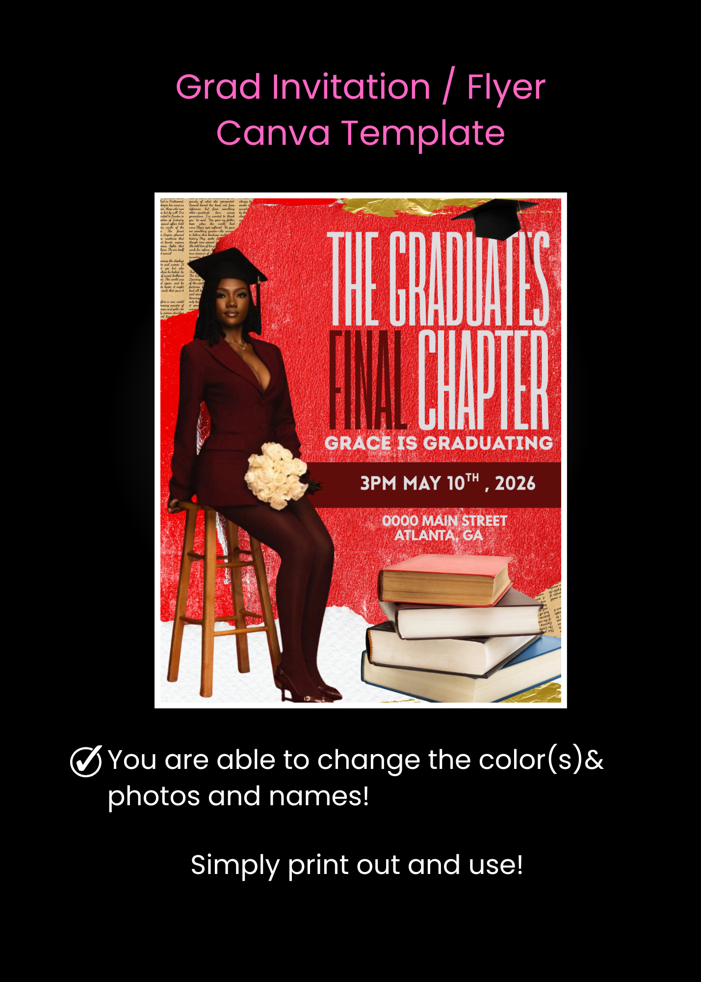 Final Chapter Grad Invite  Canva Template