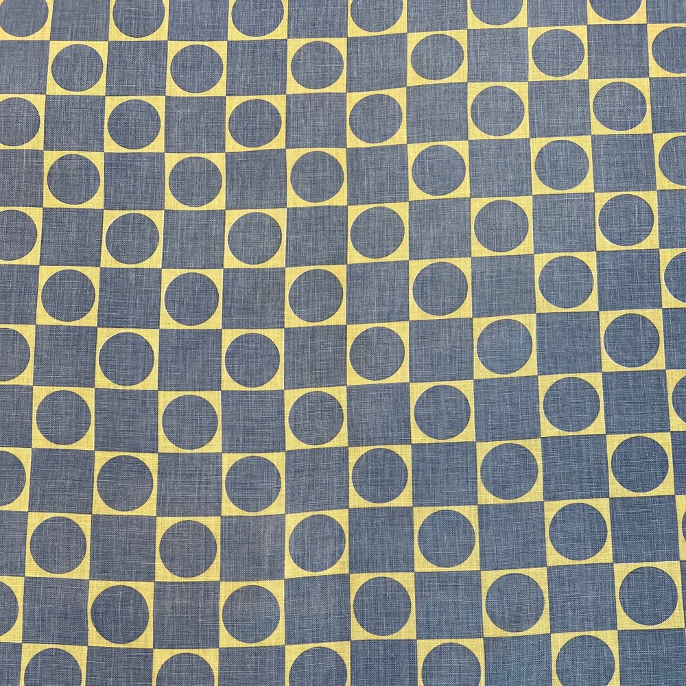 Quadrille China Seas Collection ZIGGURAT Linen Print Fabric Remnant