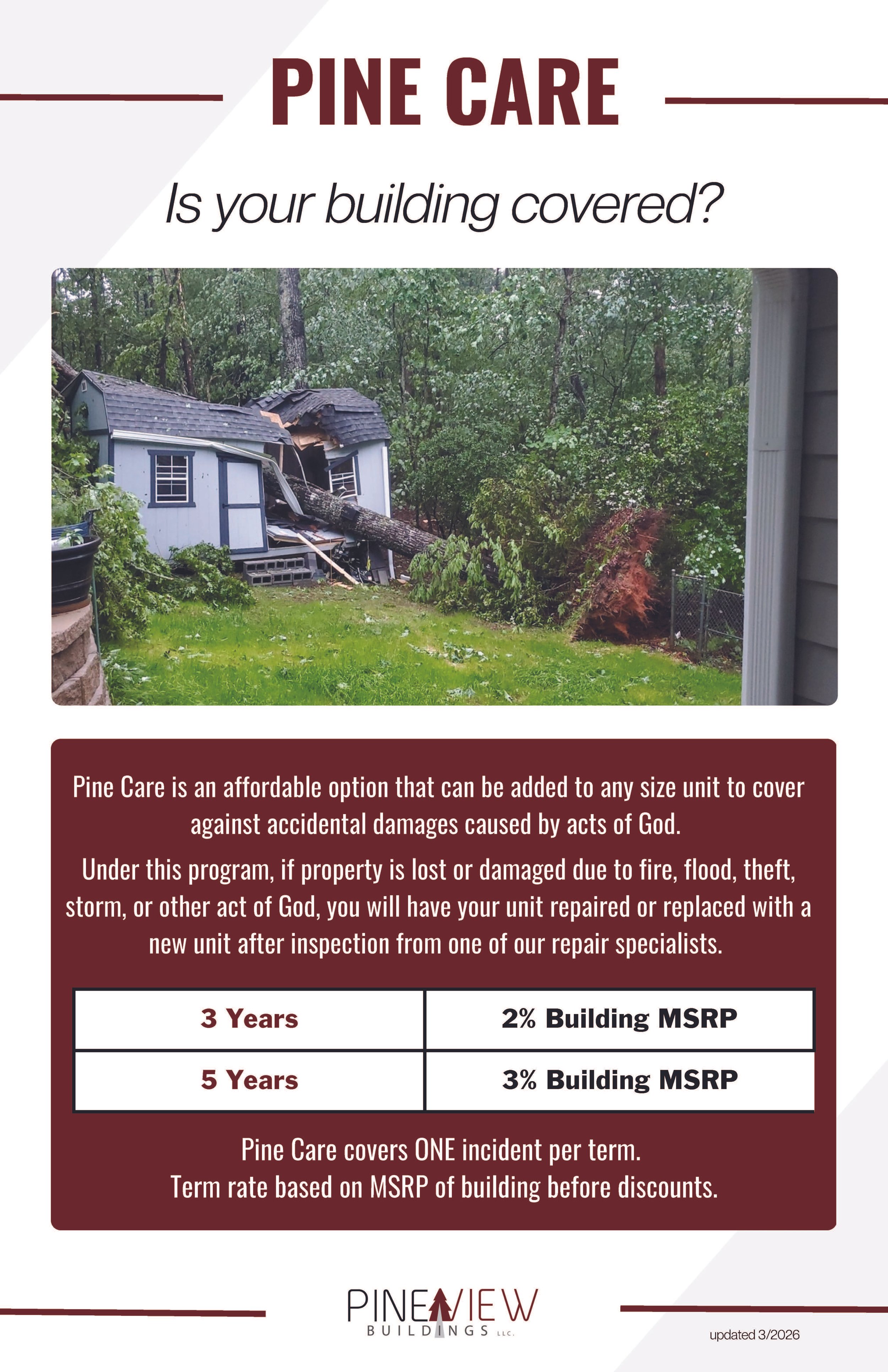 pineview pine care extended shed warranty