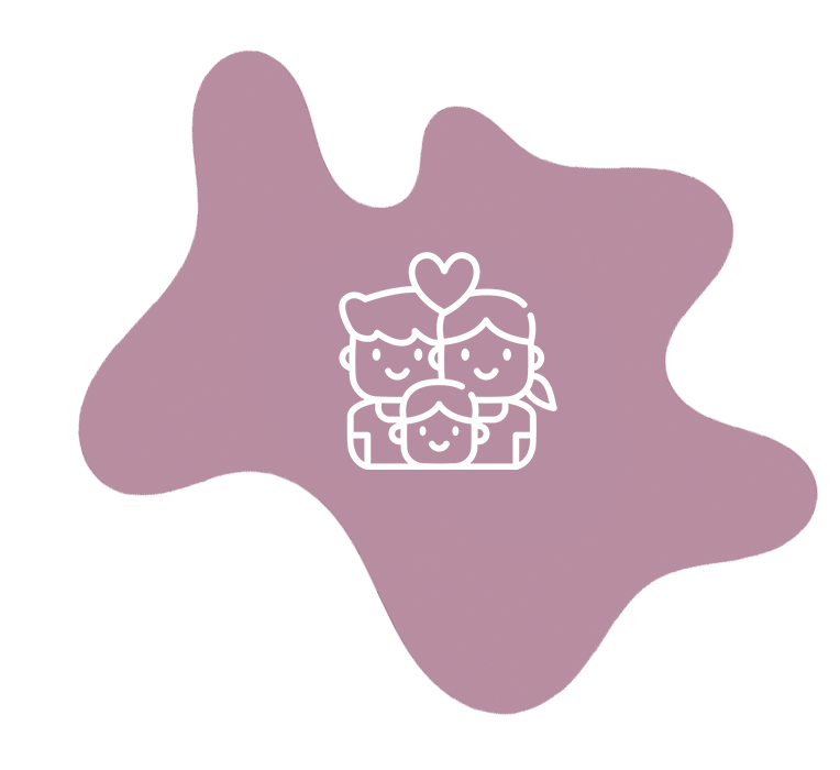 Mauve colored outline with white outline of baby