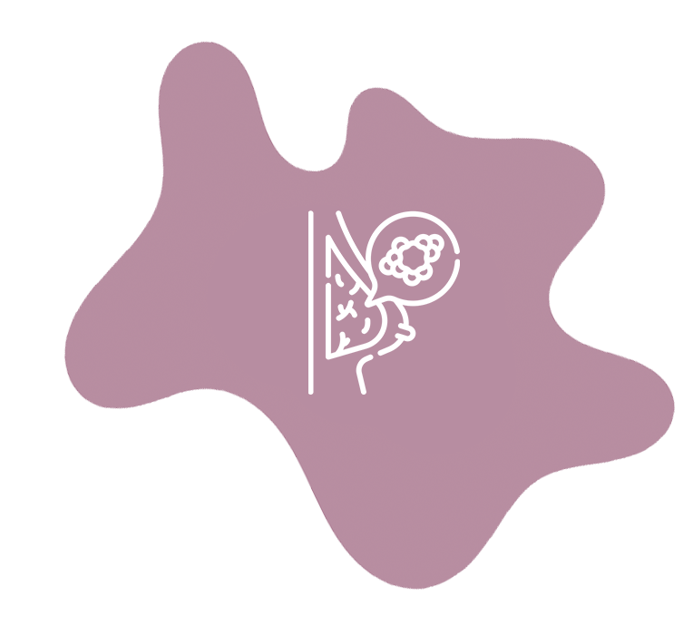 Mauve colored outline with white outline of baby 