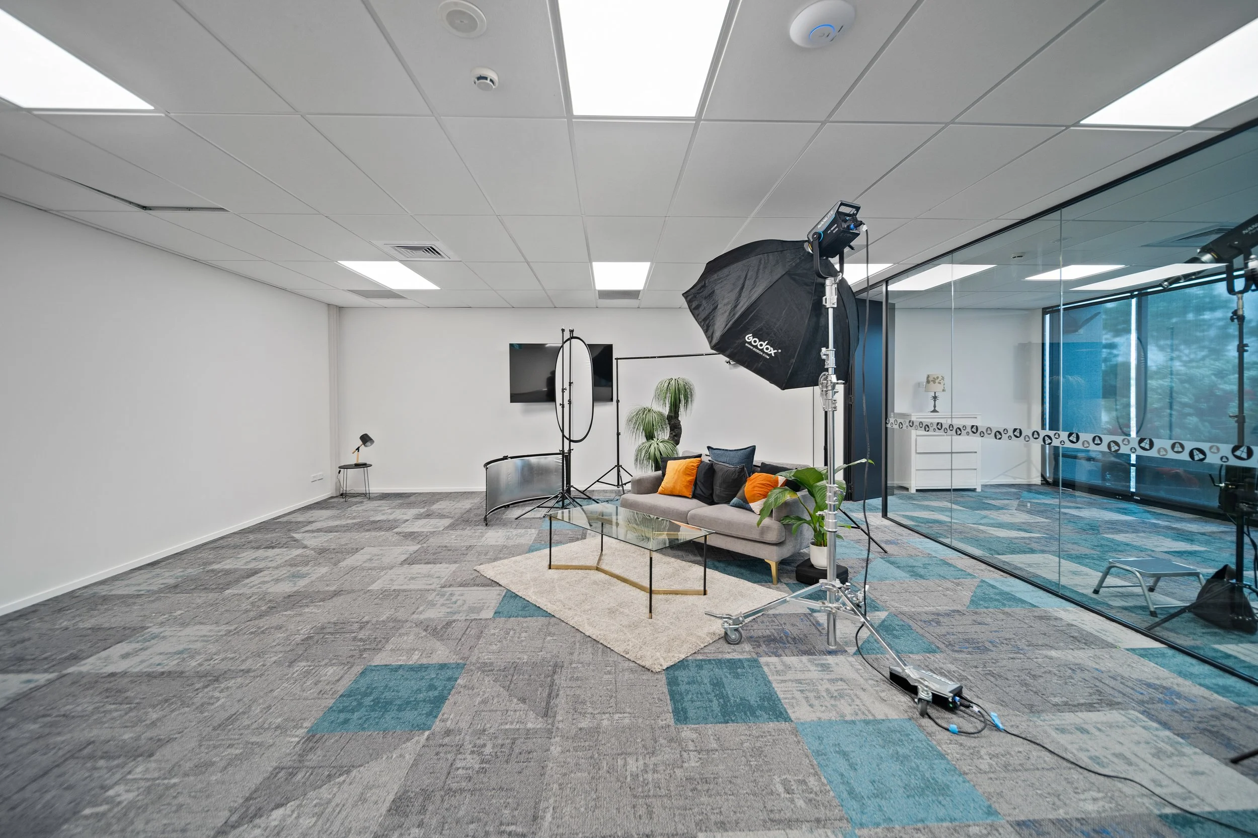 Filming studio on mezzanine floor