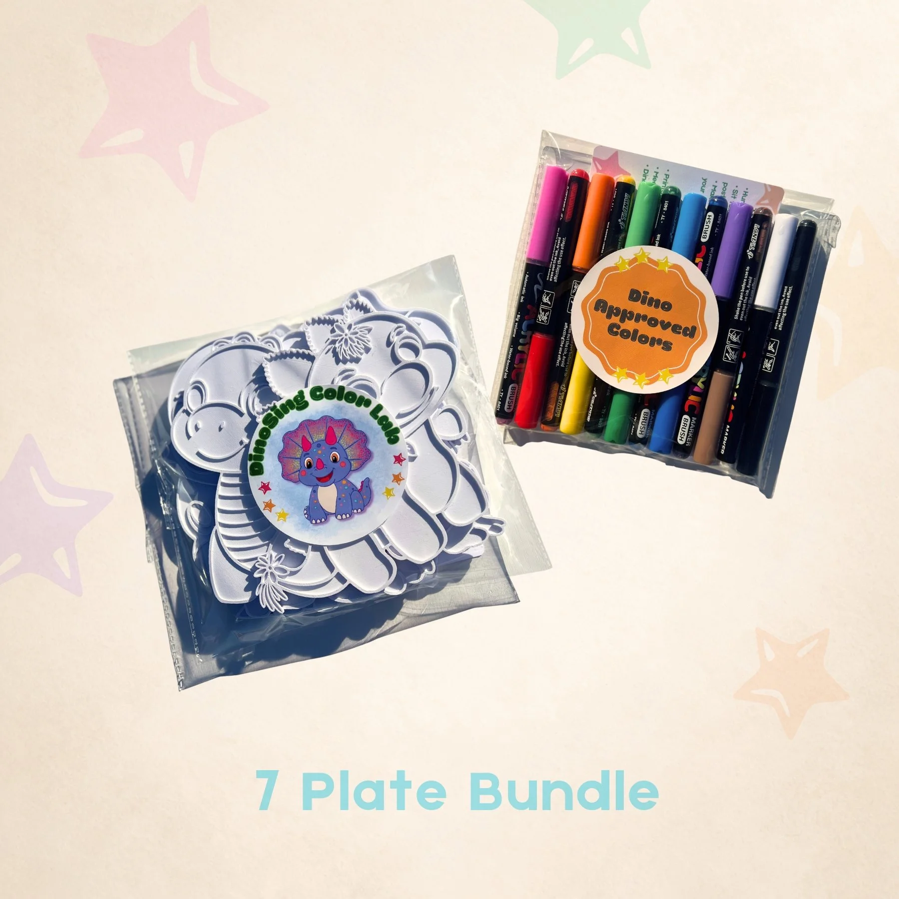 DinoSing 3D Color Plate Complete Collection – All 7 Dinosaurs