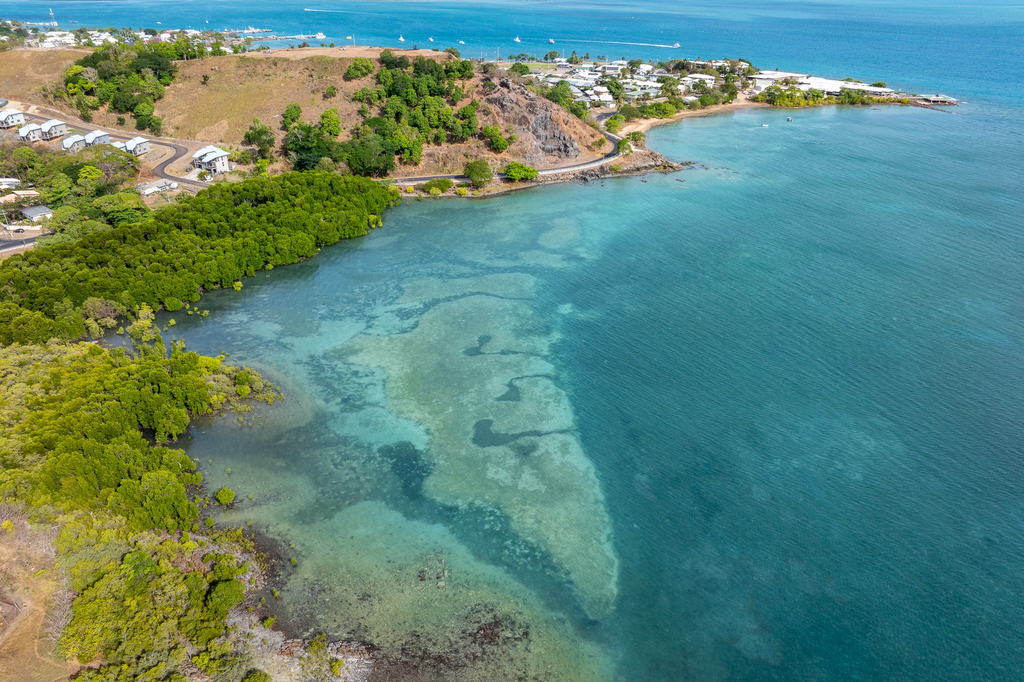 Thursday Island, showing basement rock of Green Hill
