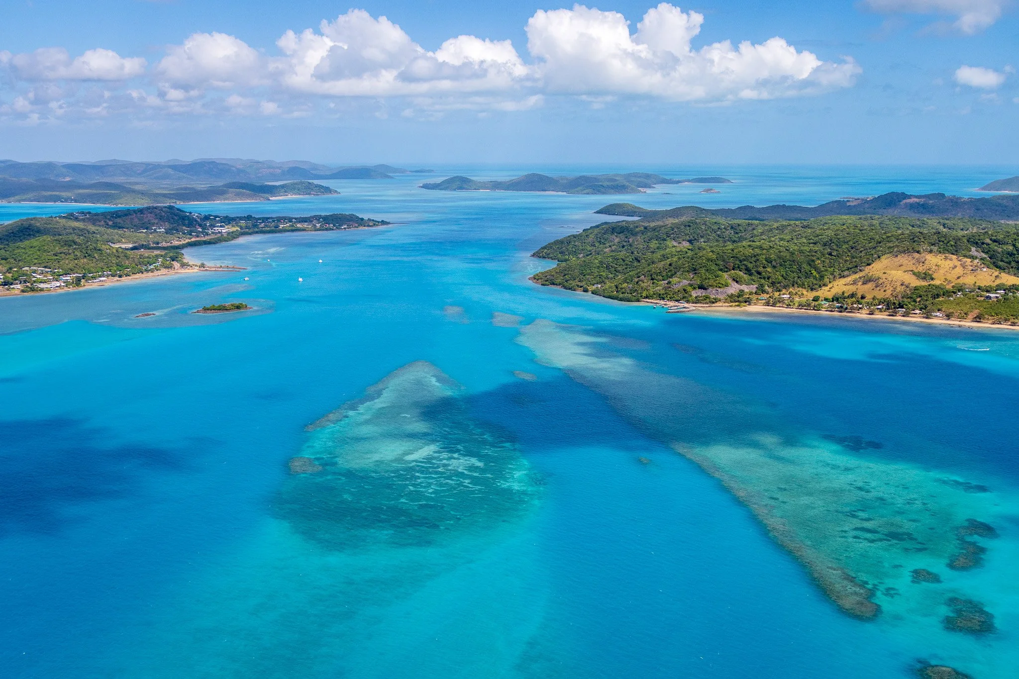 NE of Thursday Island, looking SW with Hammond on the right and Thursday Island on the left.