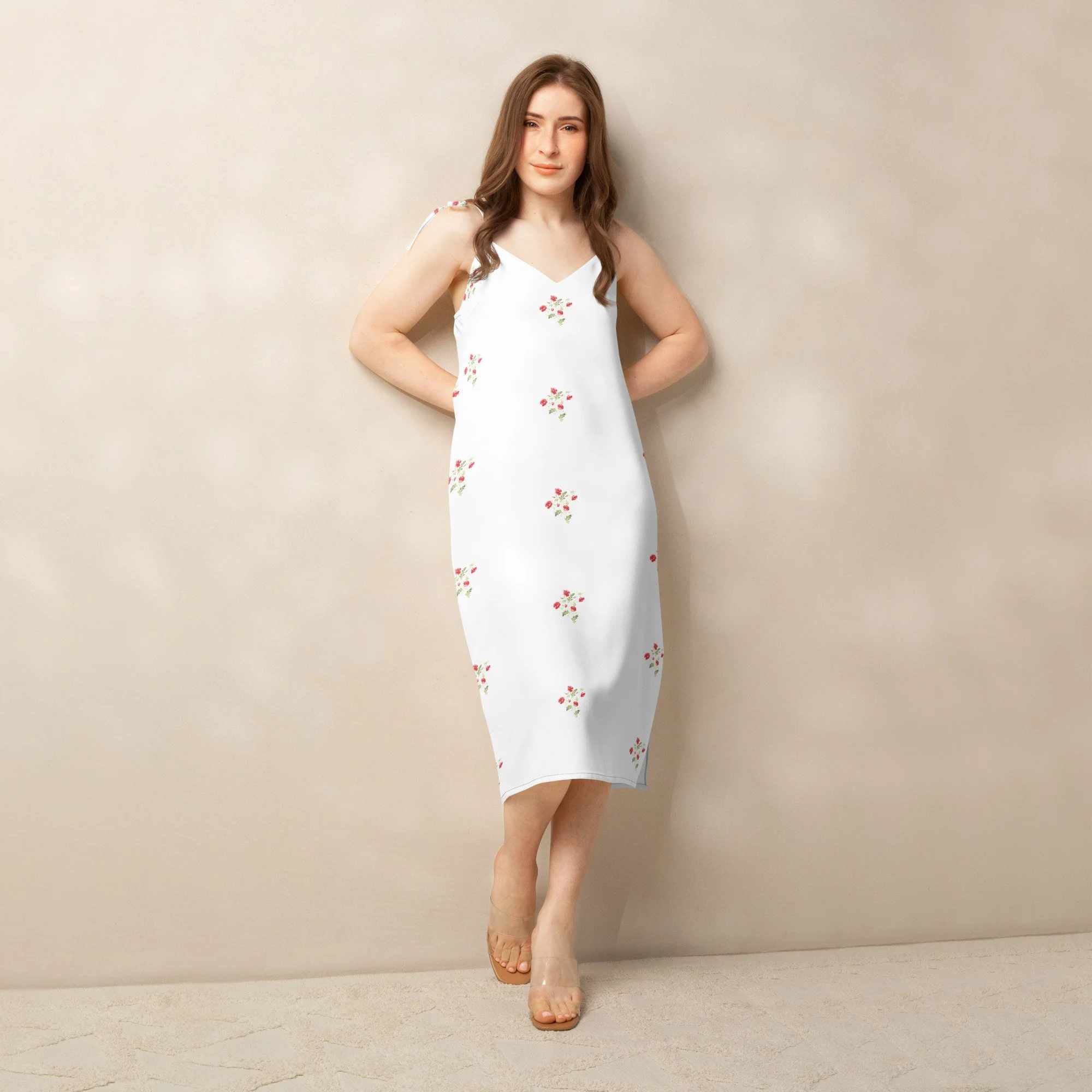 Vintage Flowers tie-strap midi dress