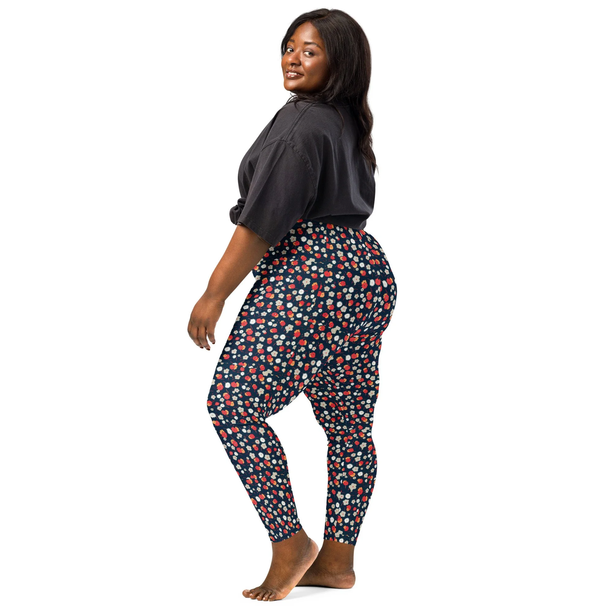 Red Floral Leggings