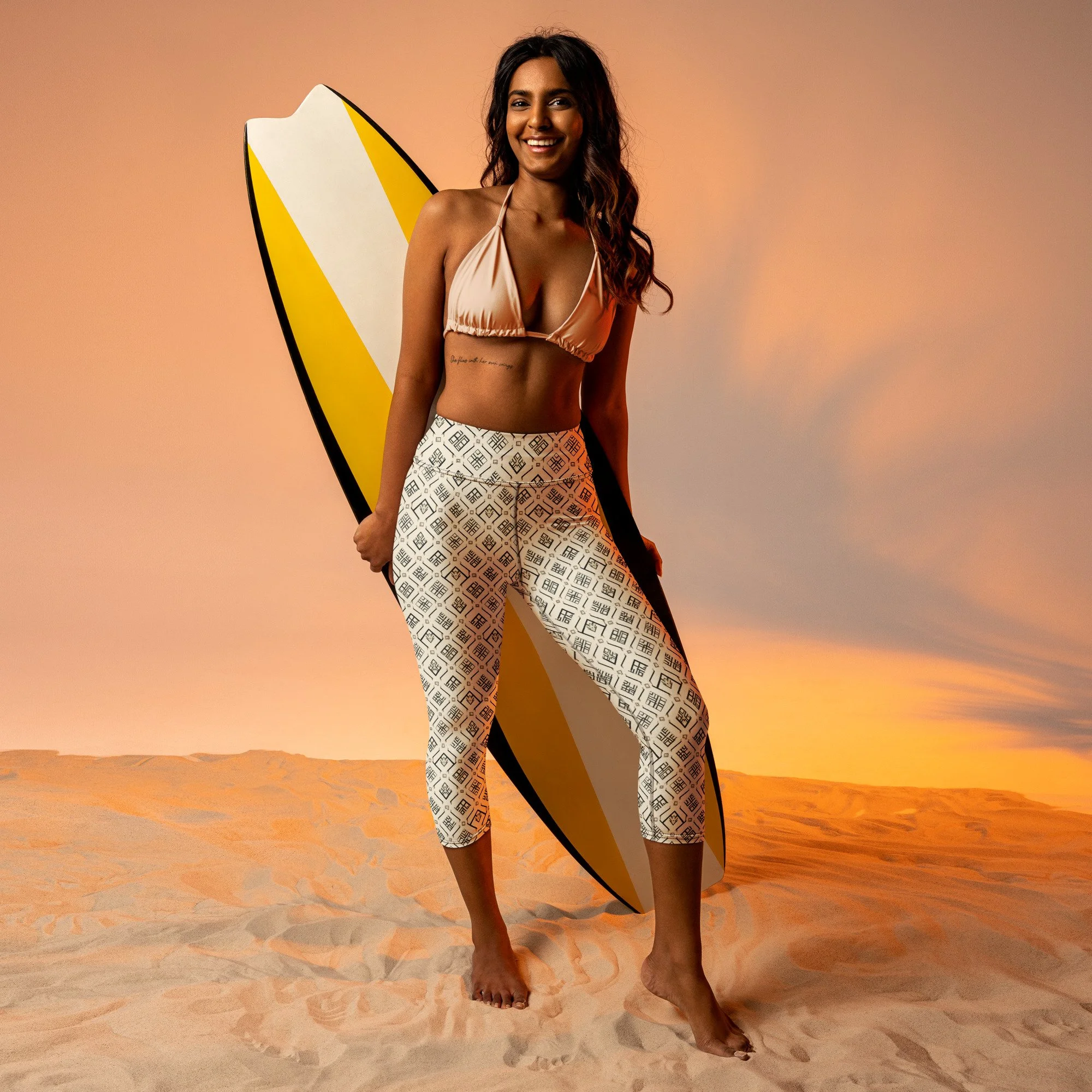 Abstract Yoga Capri Leggings