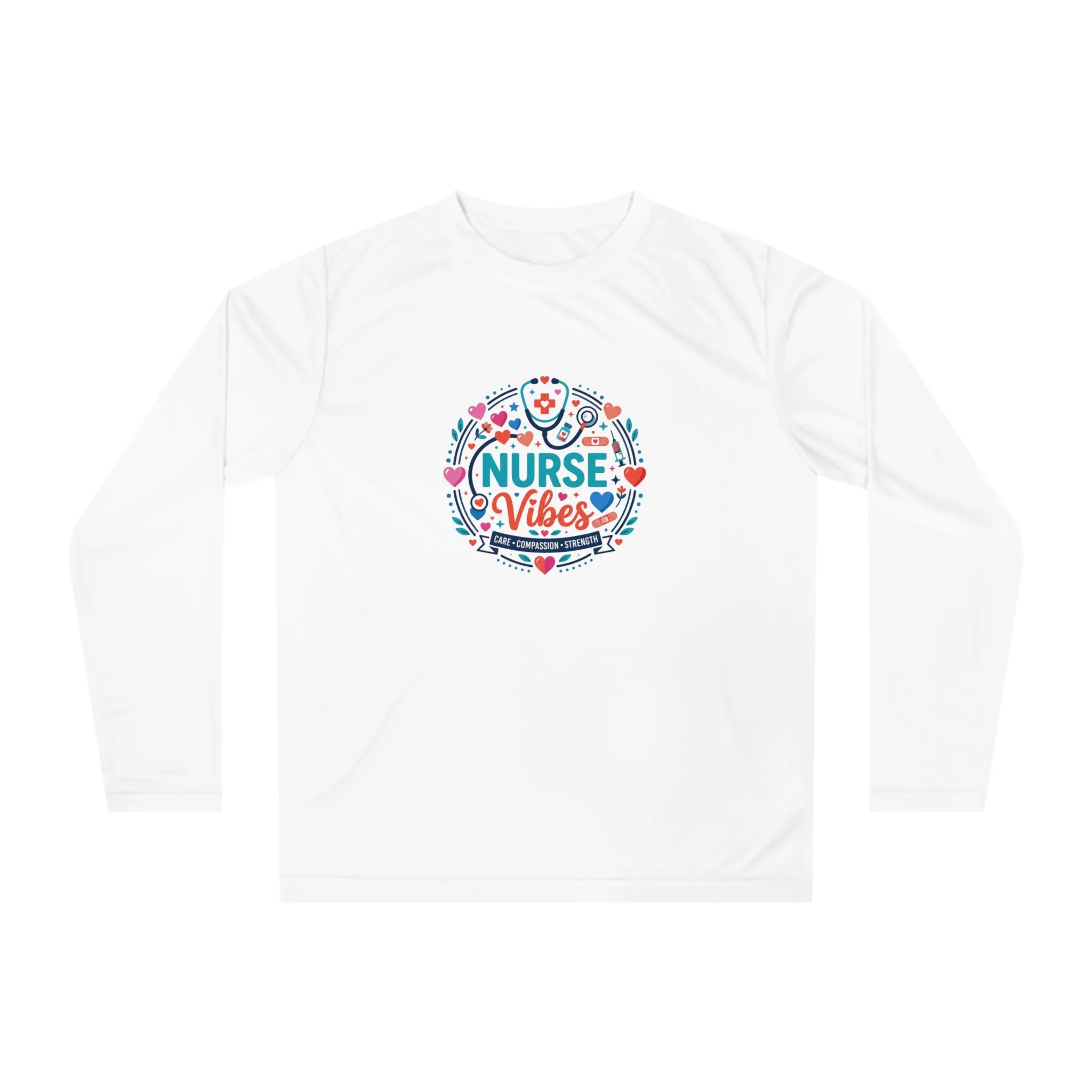 Nurse Vibes Performance Long Sleeve — Floral Nurse Appreciation Shirt