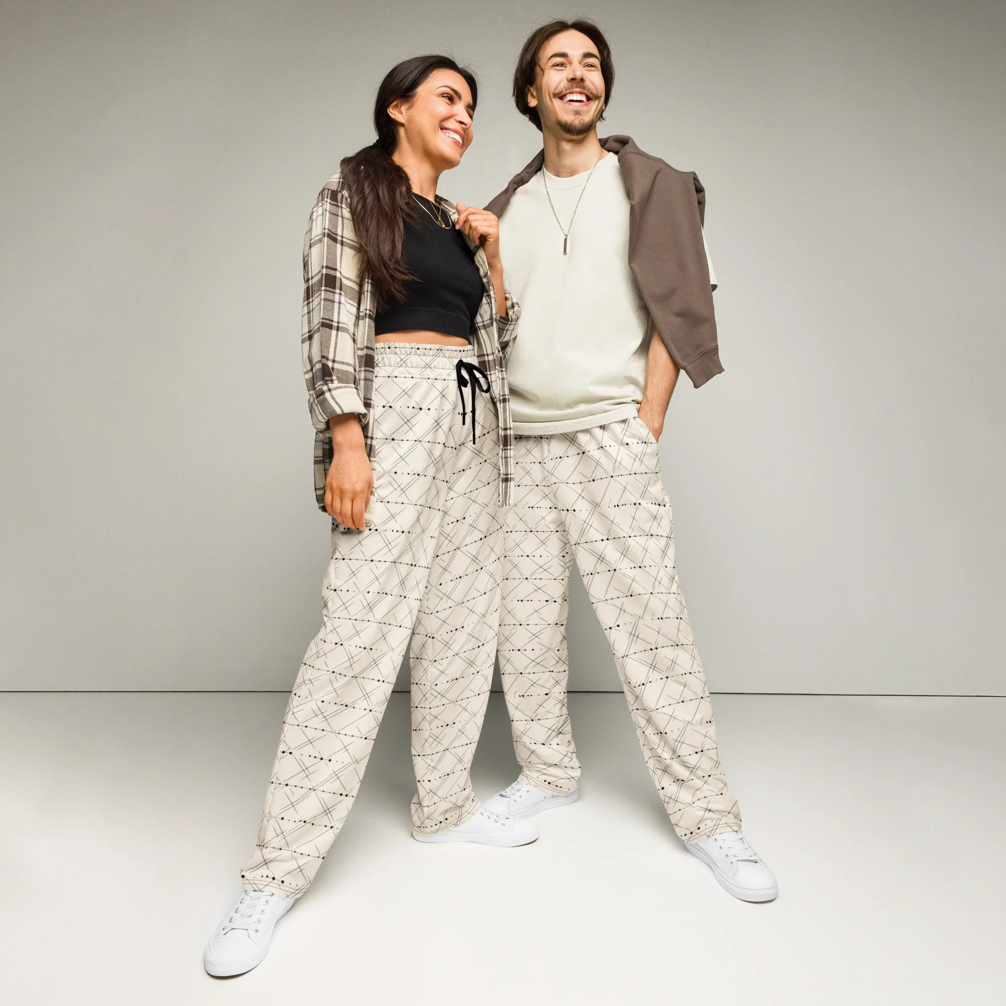 Geometric wide-leg joggers
