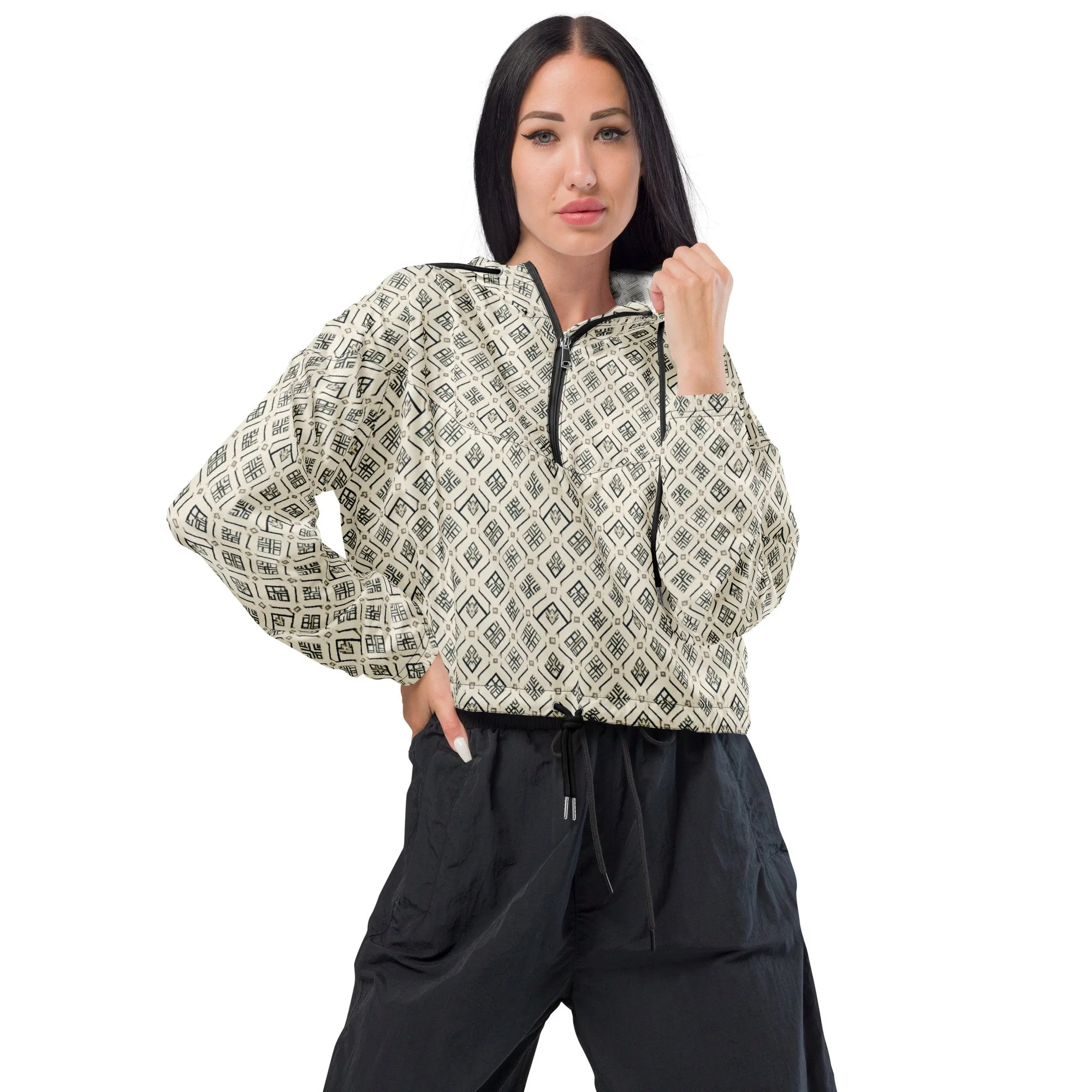Abstracts cropped windbreaker