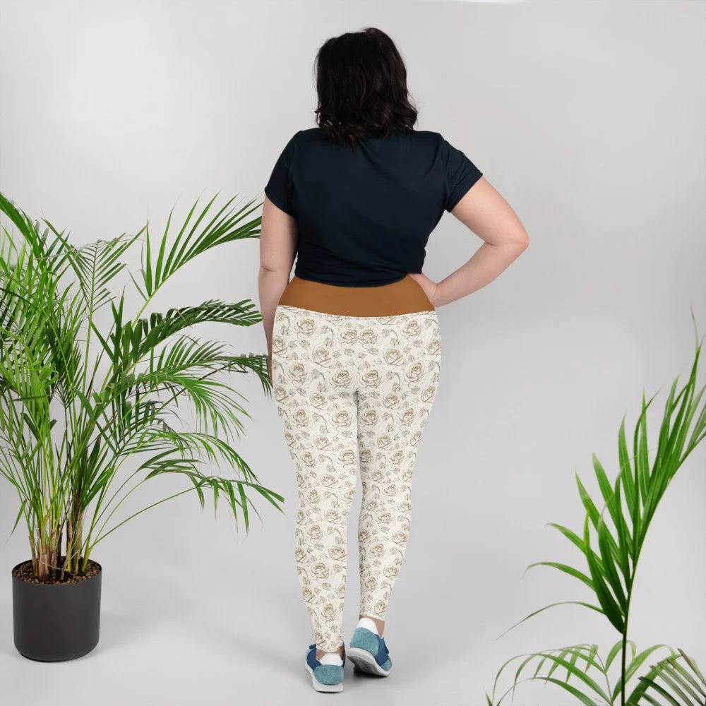White Roses Plus Leggings