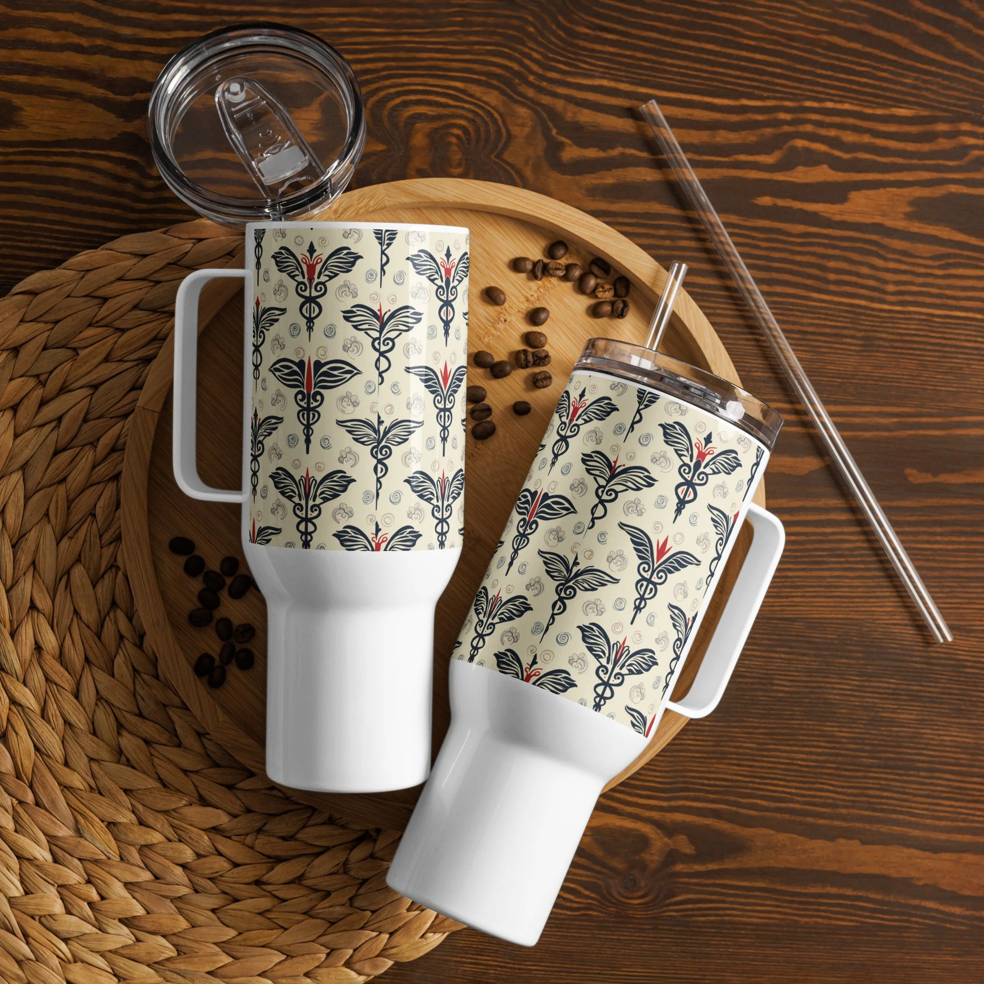 Nurse Life travel mug with a handle