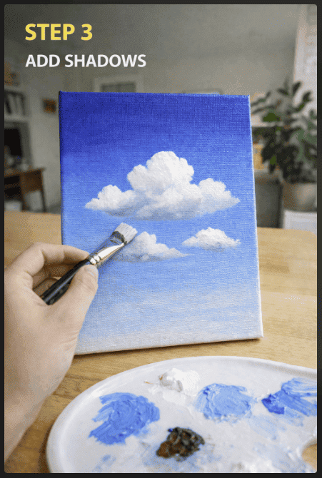 step three of how to paint clouds