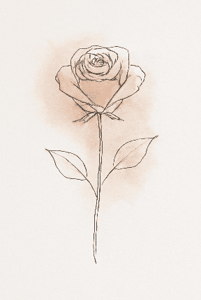 Minimalist Line Art Rose On Toned Paper