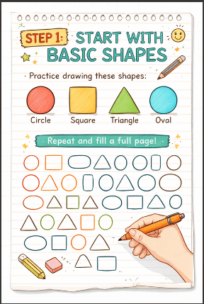 step one of how to doodle for beginners