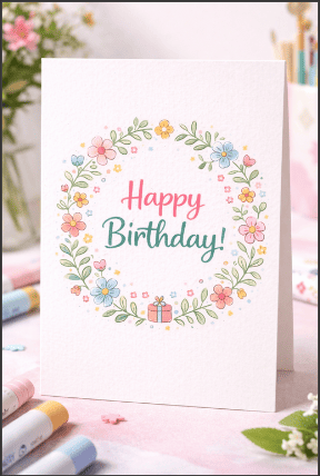 Floral Birthday Card Drawing Idea for Beginners