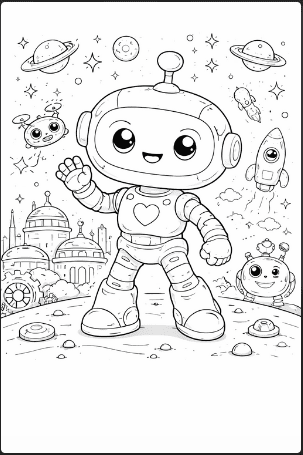 Cartoon Robot Coloring Page