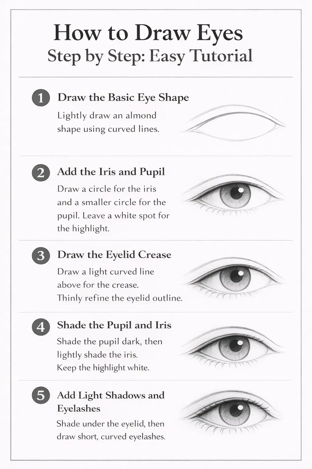 how to draw eyes step by step