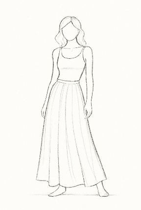 Flowy Maxi Skirt And Fitted Tank Top