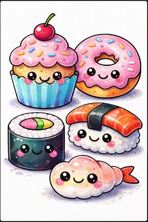 Cute Kawaii Food Illustrations Arcylic