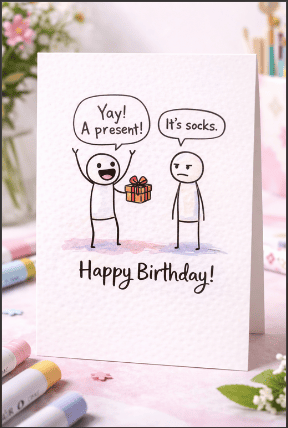Funny Stick Figure Birthday Card Drawing Idea
