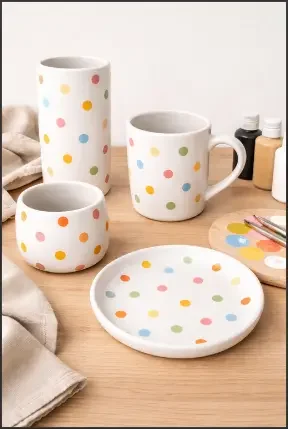 Simple Polka Dot Pottery Painting Ideas
