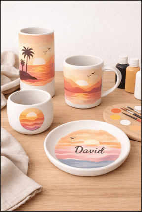 Sunset Pottery Painting Ideas for Beginners