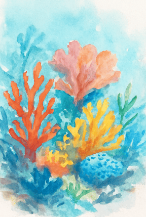 Coral Reef Scene With Bright Marine Colors