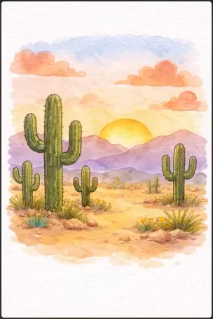 Desert Cactus Sunset
