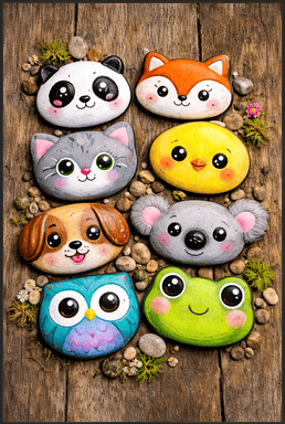 Animal Face Rock Painting Idea