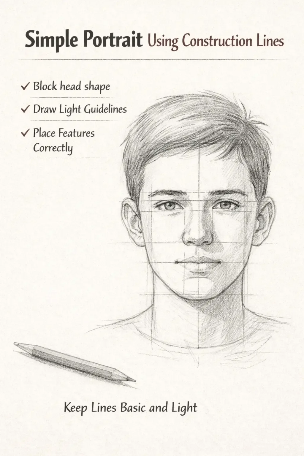 Simple Portrait Using Construction Lines