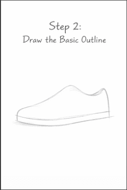 step two of drawing shoes