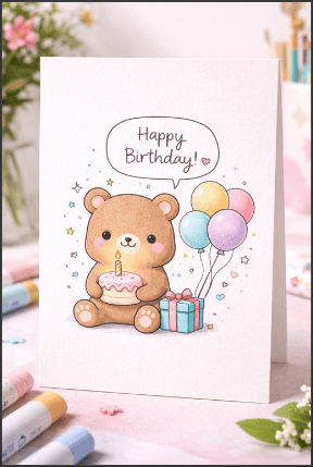 Cute Animal Birthday Card Drawing Idea